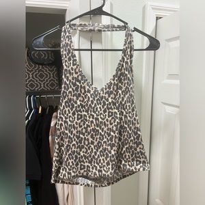 Leopard Print Halter Crop Top